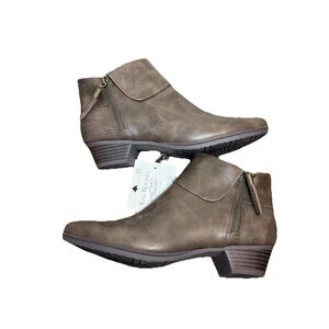 Kim Rogers Rusty Booties Shoes Womens Size 9 1/2 M Brown Vegan Leather